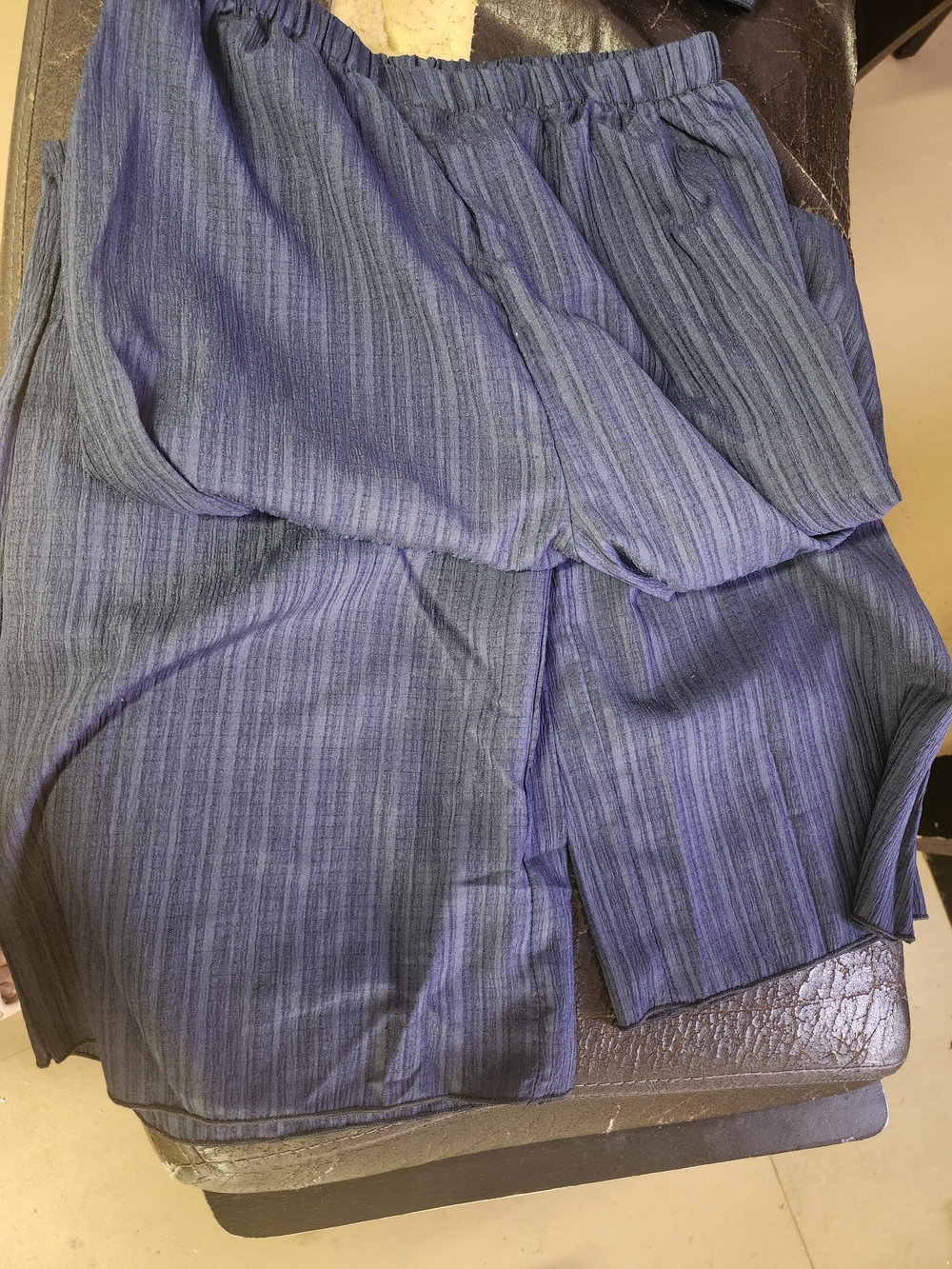 Blue Striped Wide-Leg Pants